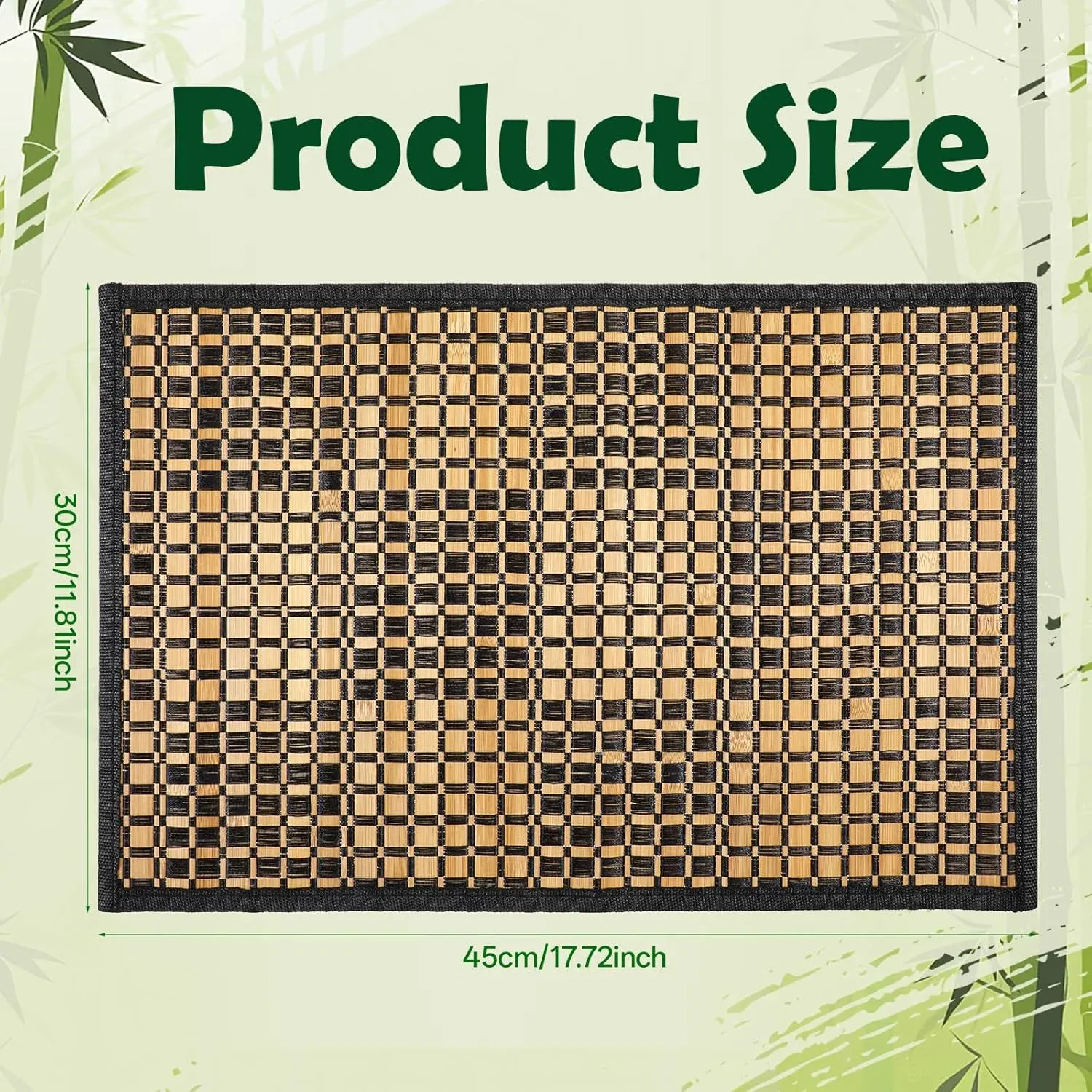 8 Pack Bamboo Placemats, Heat Resistant Anti Slip Washable Table Mats, Natural Black Brown — image 2