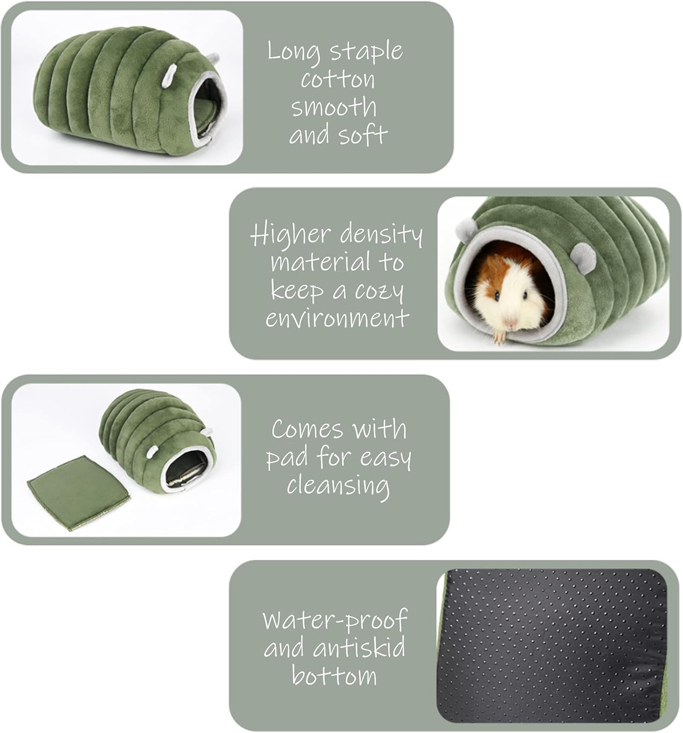 Guinea Pig Hideout Bed Rabbit House Cave Accessories Cozy Hide-Out for Bunny Hedgehog Ferret Chinchilla&Other Small Animals (Grey, Caterpillar) — image 6