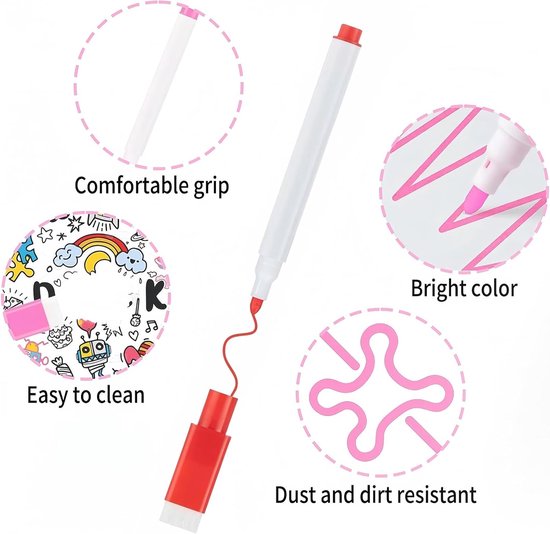 Whiteboard markers - 10 pieces - Whiteboard markers - With magnetic eraser - Colored markers - Erasable markers with eraser - Suitable for schools, offices and โ image 5