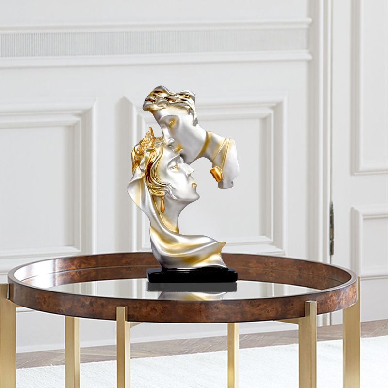 Couples Kiss Sculpture,Abstract Art Couple Sculpture Home Furnishing Resin Statue Modern Home Resin Sculptures Decorative Objects
