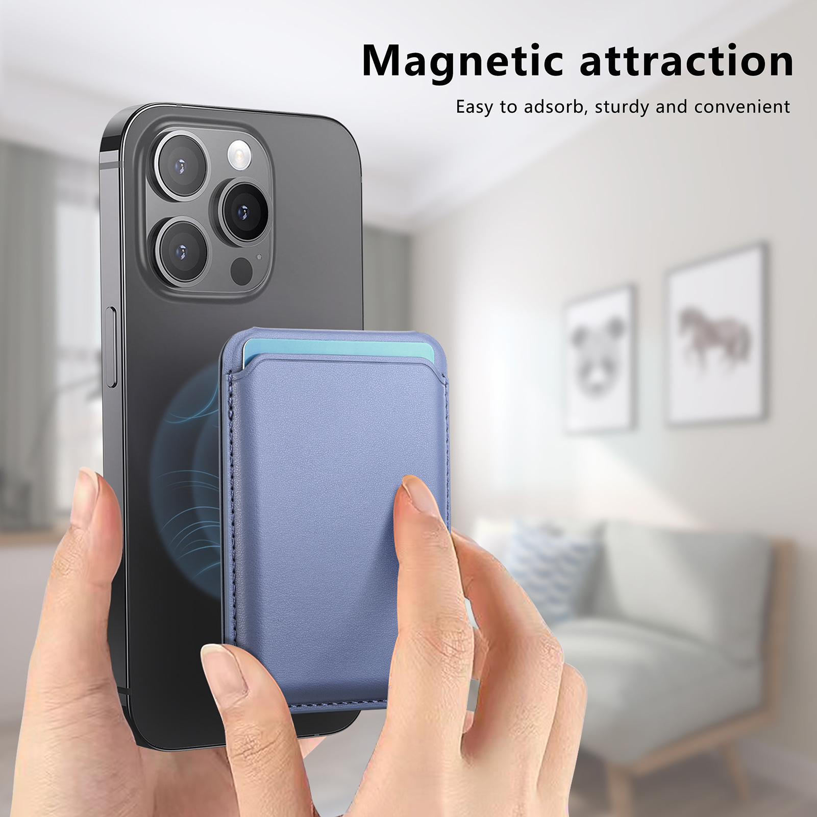 Blue Slim Magnetic Card Holder Wallet with Adjustable Kickstand - MagSafe Compatible โ image 2