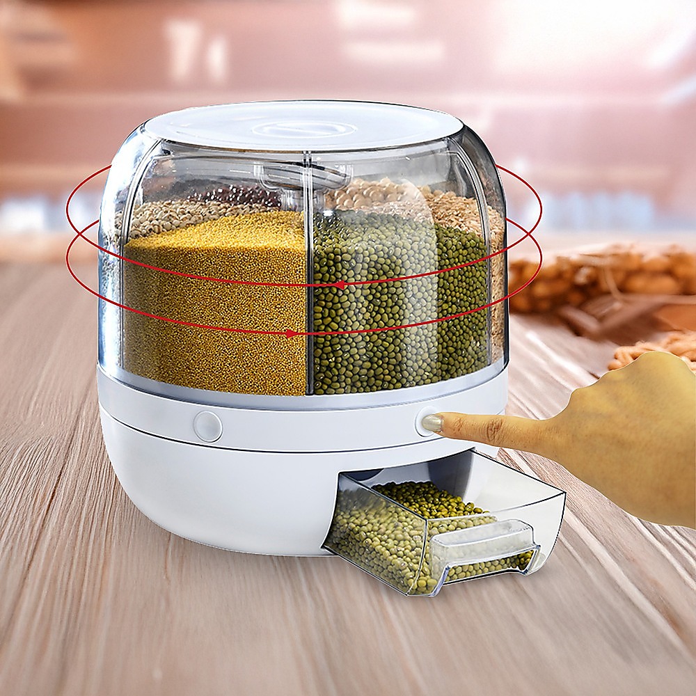 Rice Storage Cereal Dispenser Grain Container Rotating Dry Food Box — image 2