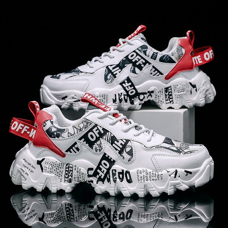Women's Fashionable Graphic-Print Chunky Sneakers - Red - Size 11(AU11/EU42) — image 3