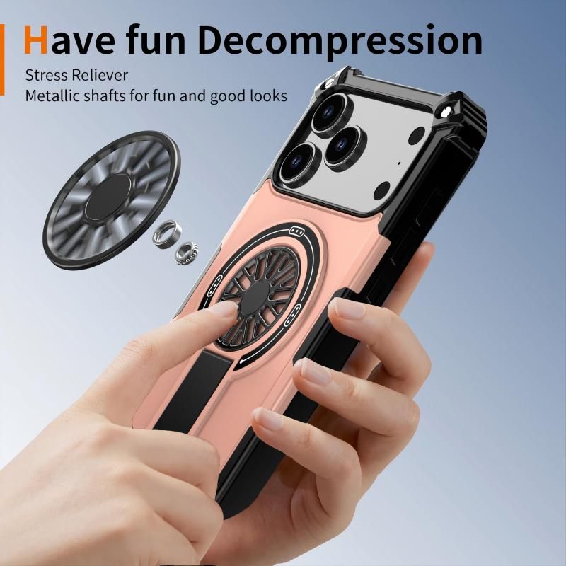 Armor Heavy Duty Magnetic Rotating Ring Kickstand Phone Case For iPhone 16 Pro, Anti-Drop Protective Cover In RoseGold โ image 6