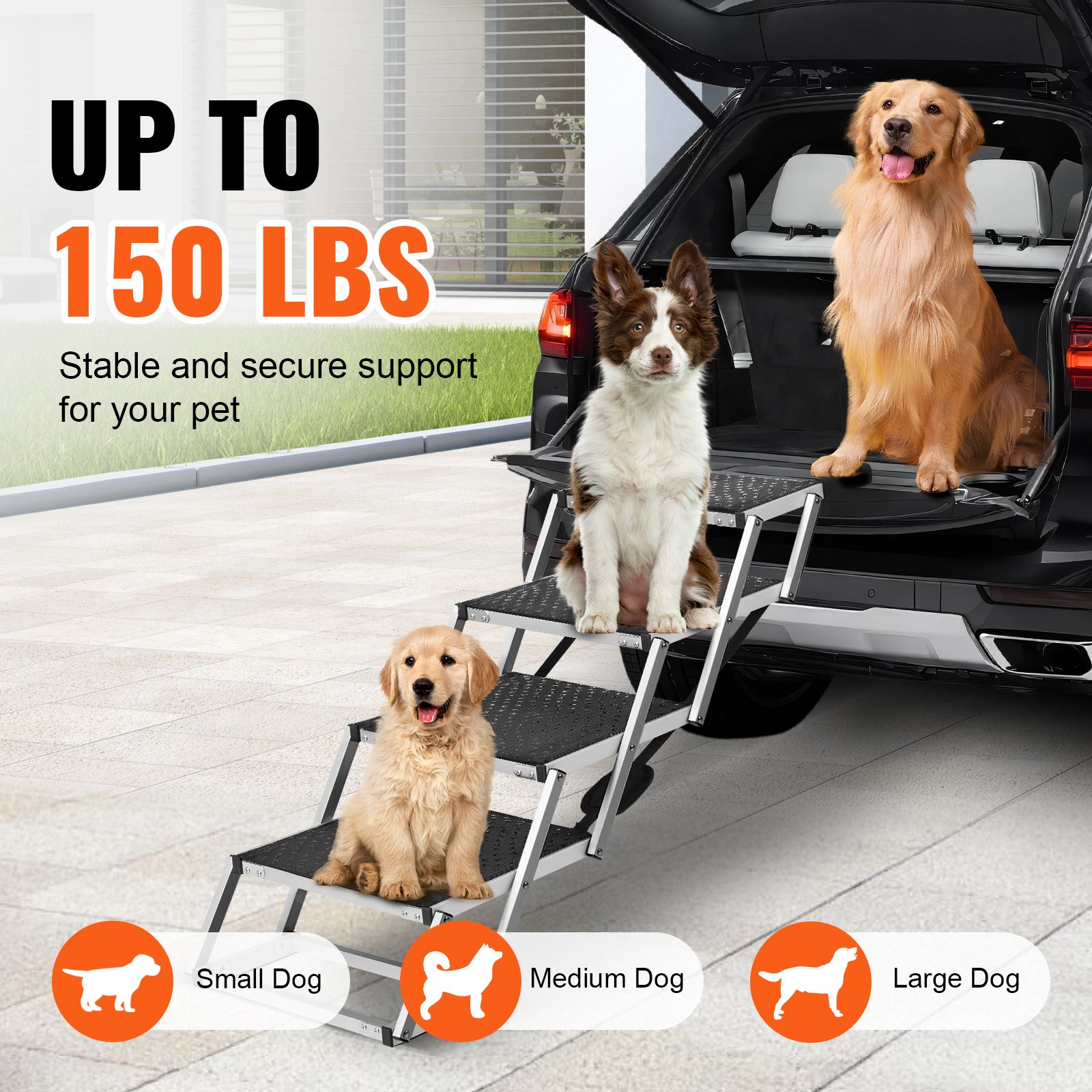 Dog Stair for Cars 4-step Folding Dog Steps Aluminum Loads up to 150 lbs, Foldable 24-25.4 in Adjustable Height โ image 3
