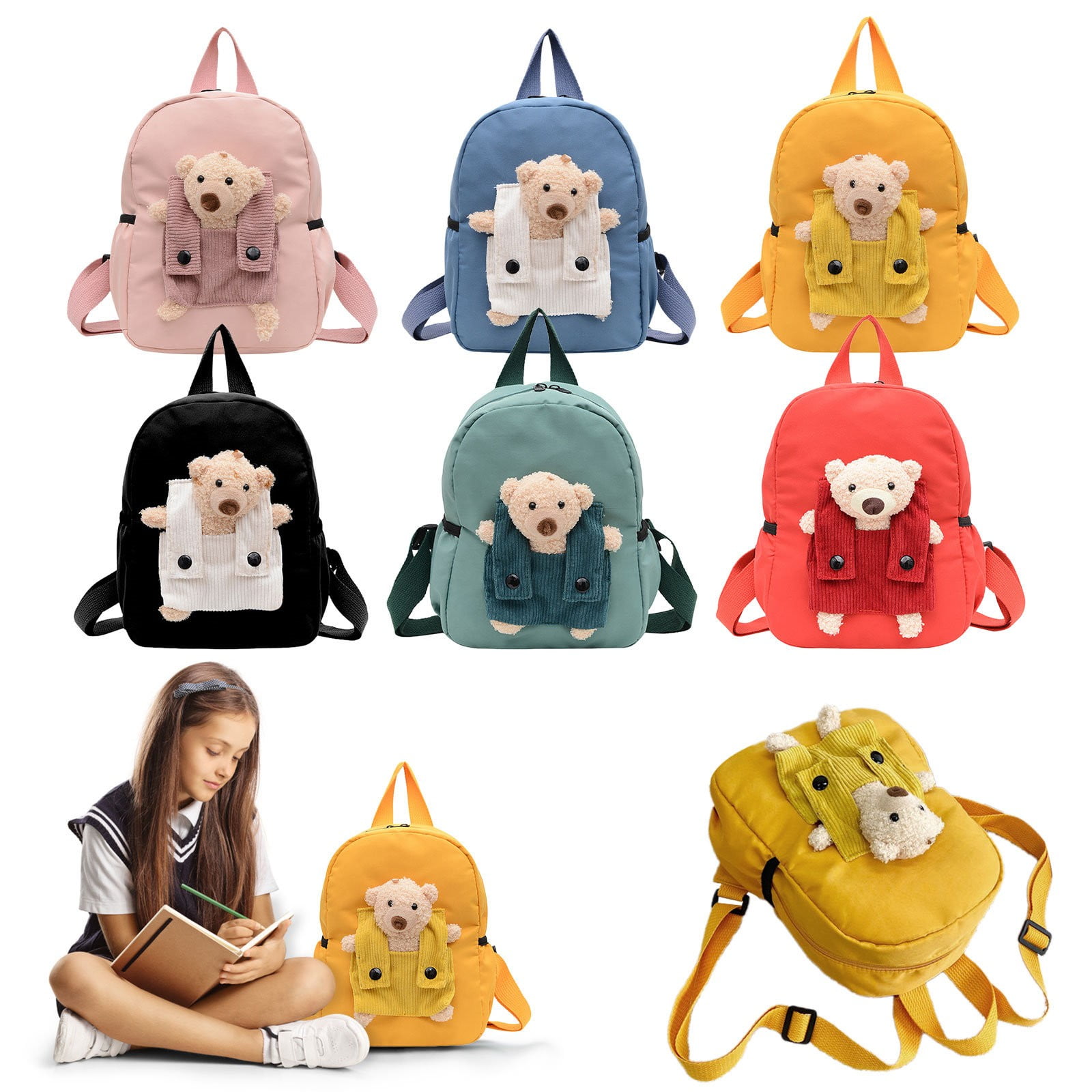 1 Pcs Travel Backpack,Cute Custom BookBag with Detachable Bear,Travel Backapck for Women/Men Casual Laptop Bookbag,Large Capacity Backpack for Birthday — image 6