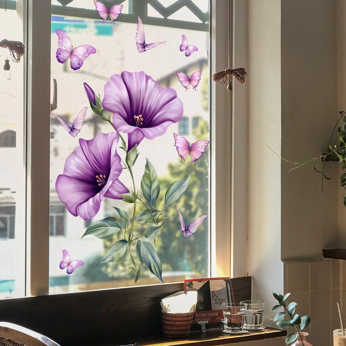 Static window sticker - Wall decoration - 30 × 30cm - flower plant - PVC - D