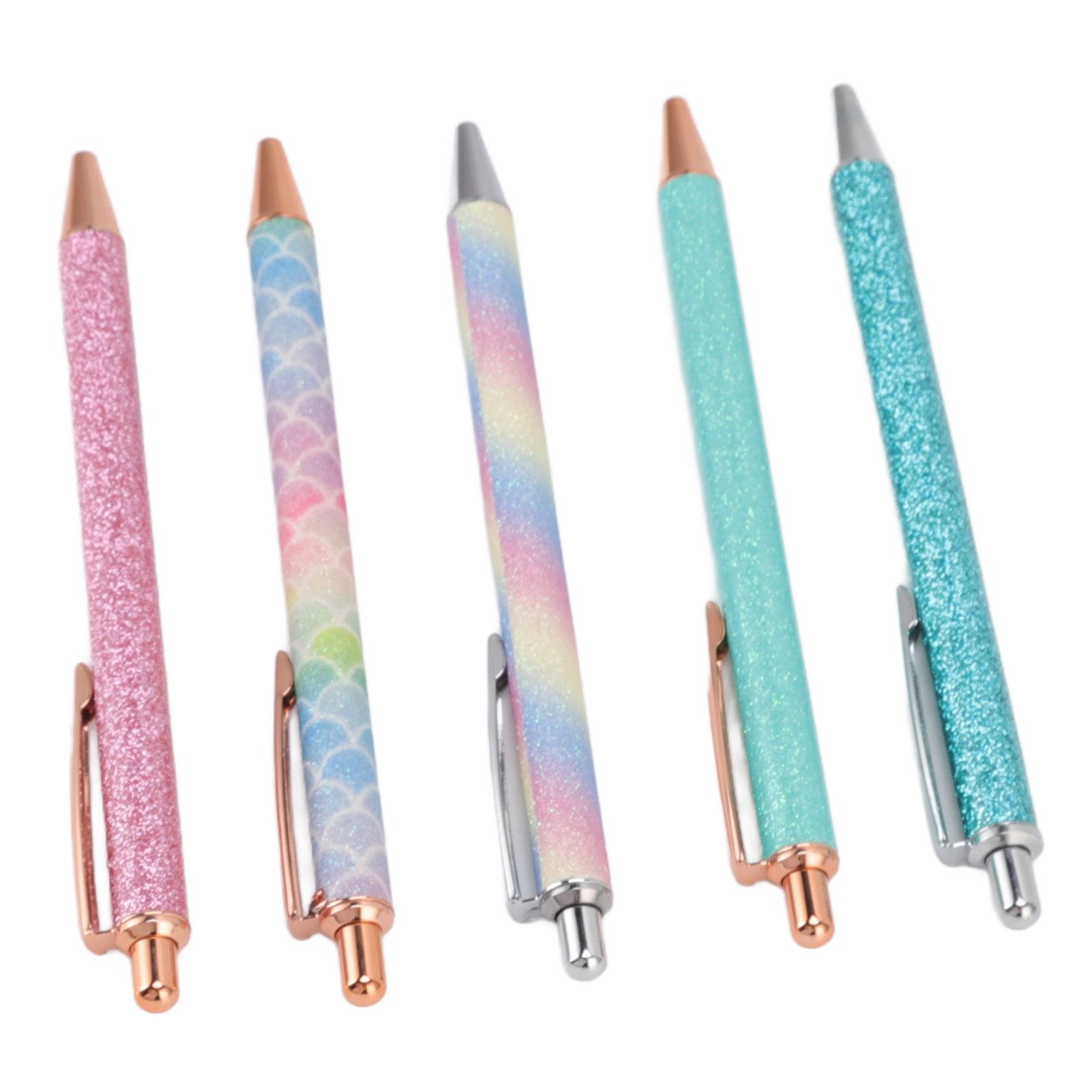 Ballpoint Pens Waterproof Ink Lightweight Portable Plastic Pressing Type Clip Design Writing Ballpoint Pens Set of 5pcs — image 2
