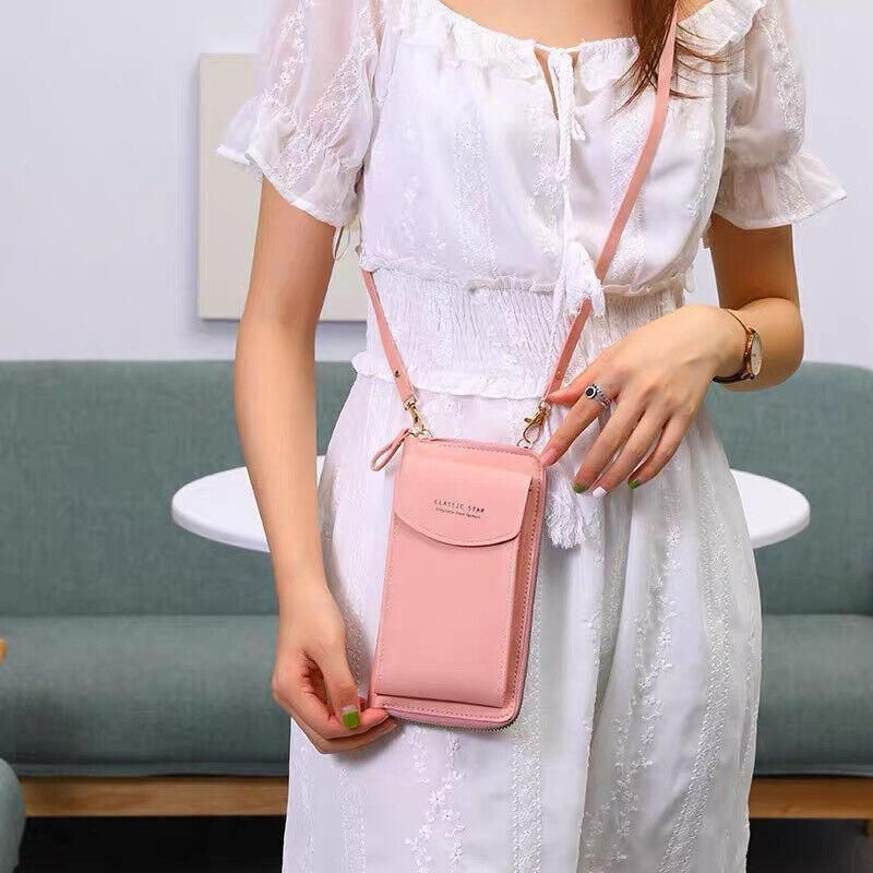Women Pouch Bag Mobile Phone Bag Pu Leather Crossbody Purse Wallet Shoulder Bag - Black — image 6