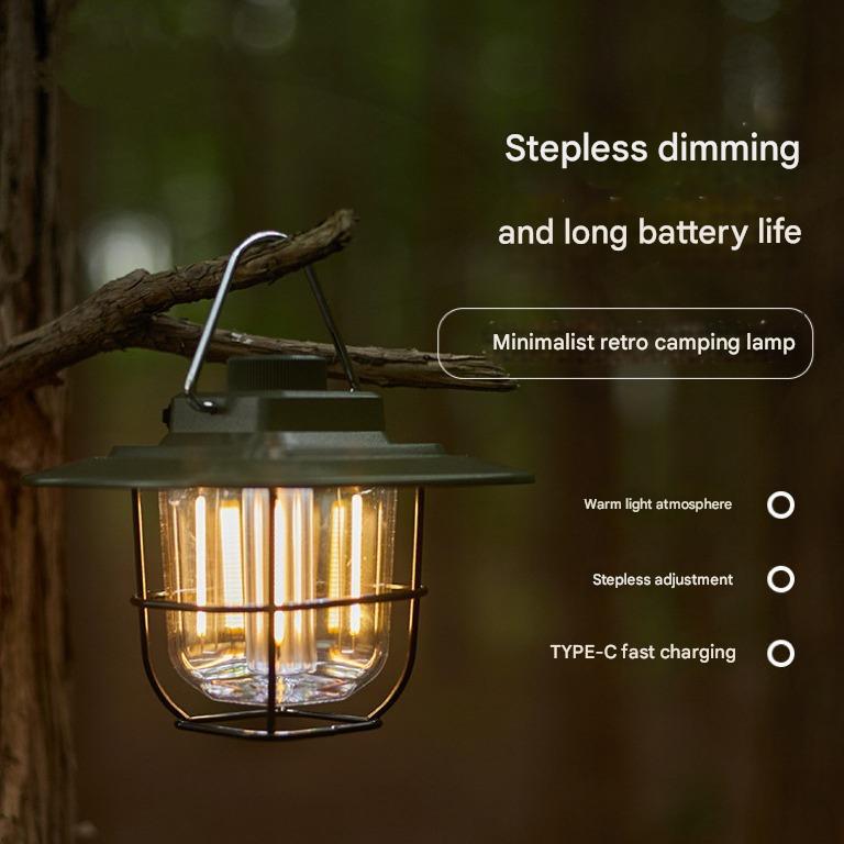 Green Vintage LED Camping Lantern - Rechargeable, Stepless Dimming, Power Bank โ image 2