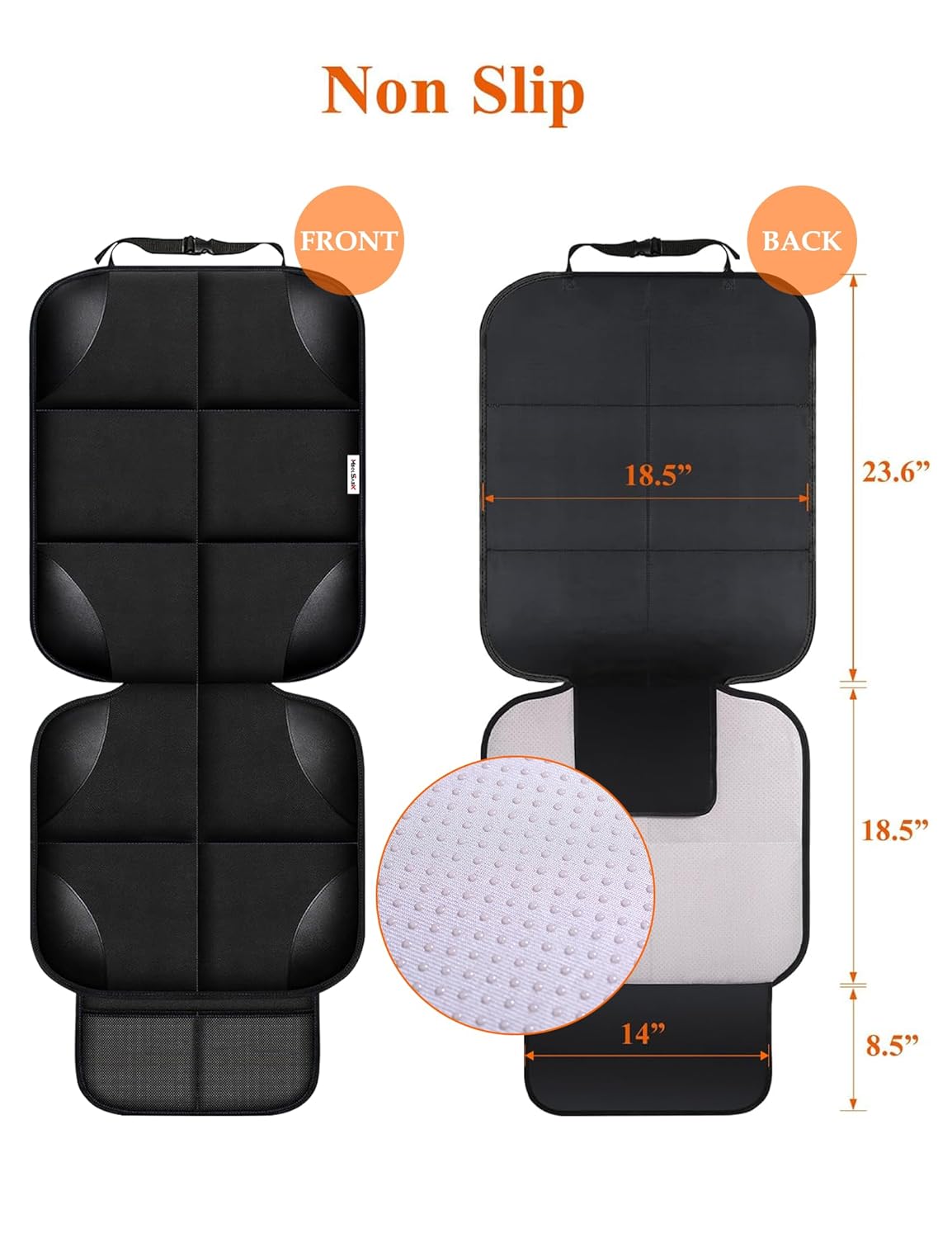 Child Car Seat Protector, Durable 600D Fabric Waterproof Car Seat Cover with Thick Padded Non-Slip Backing, No Imprint (Black 1 Piece) — image 4