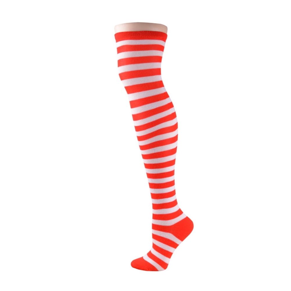 Red and White Striped Acrylic Socks for Warmth and Comfort, One Size Fits Most Adults