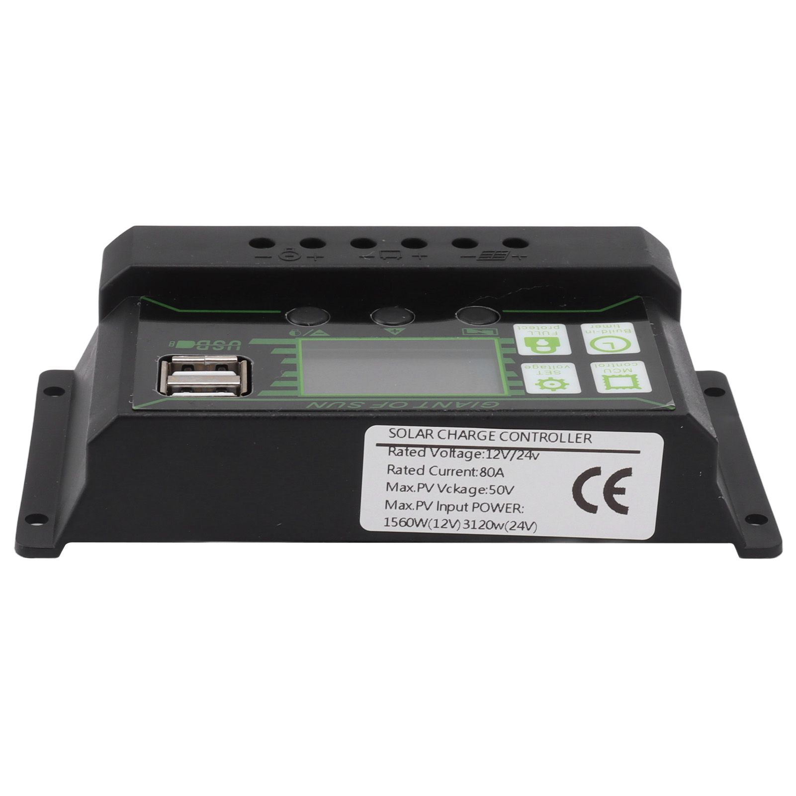 Solar Charge Controller LCD Display Dual USB Port PWM Charging ABS 5V Solar Panel Regulator for Solar Panels 80A
