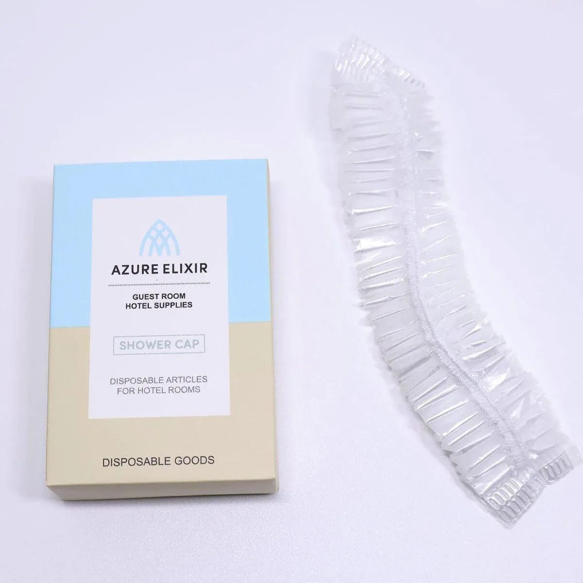 50pcs Transparent Shower Caps Individually Wrapped for Hotel Guesthouse Supplies - A