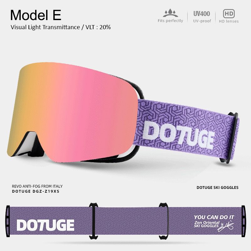 DOTUGE DGZ-Z19XS Series Ski Goggles with Magnetic Quick-Change Lens, Double-Layer Anti-Fog UV400 HD Coated Lenses, Compatible with Prescription Glasses, for