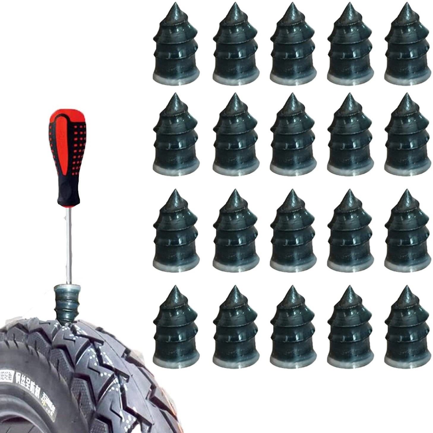 Tire Repair Rubber Nail, 20 Pieces Vacuum Tire Repair Kits Spiral Rubber Nails, for Car Motorcycle Fast Tire Repair Tools