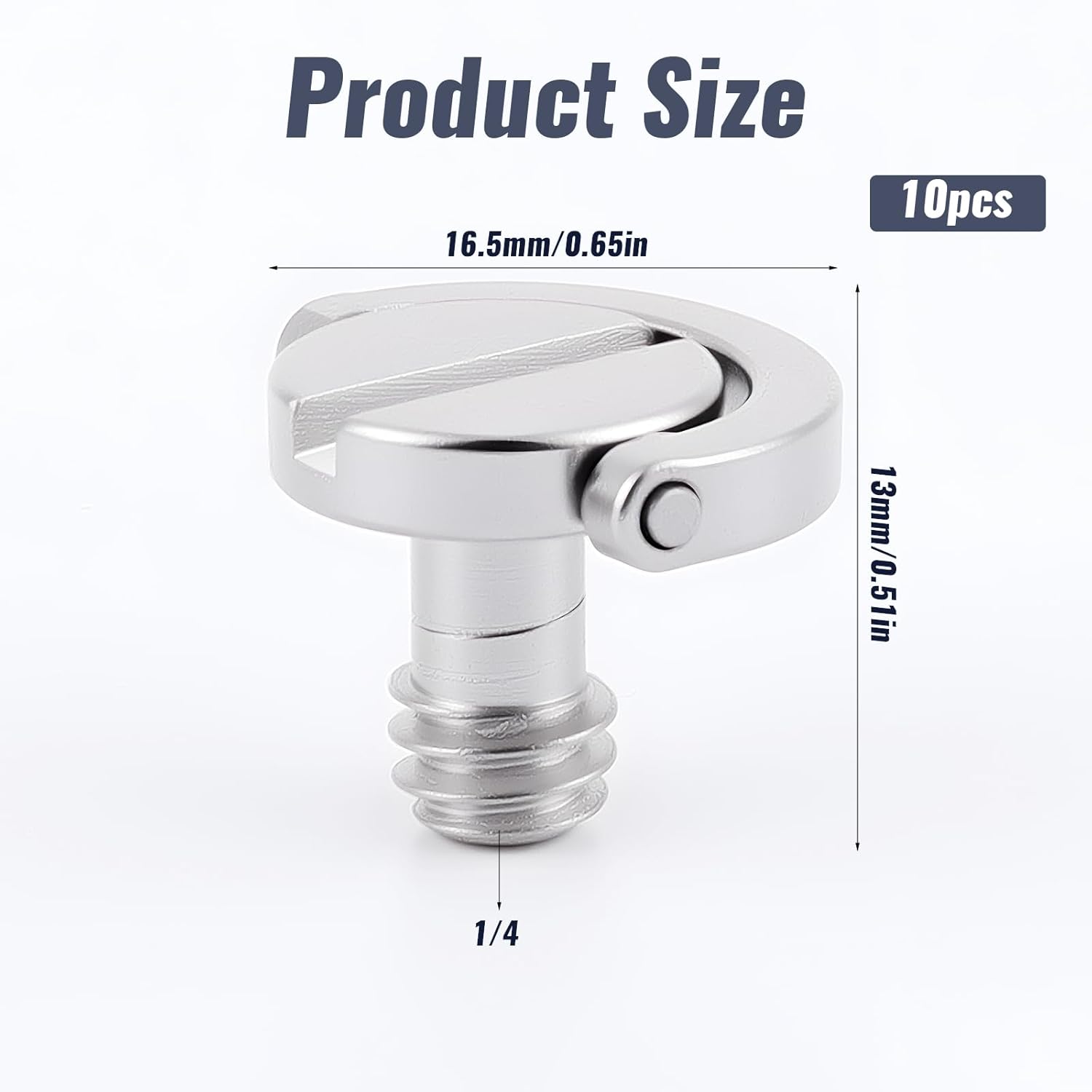 10 Pack Stainless Steel D Ring Screw Hinged Holder, 1/4"-20 Ring Camera Screws Tripod Camera Fixing Screwsfor Selfie Sticks, Gimbals, Quick Release Wrist Strap — image 2