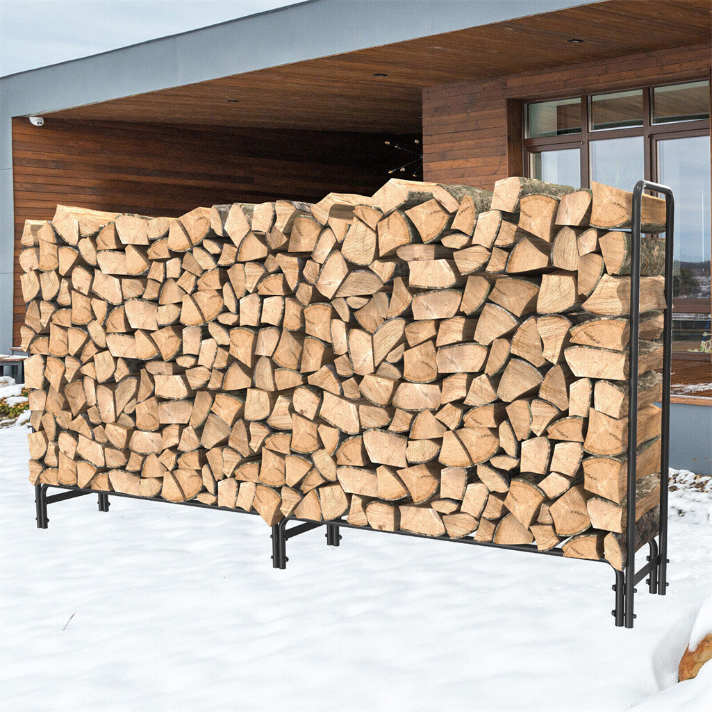 233cm Extra Long Heavy Duty Firewood Log Rack Metal Storage Holder Garden Indoor โ image 2