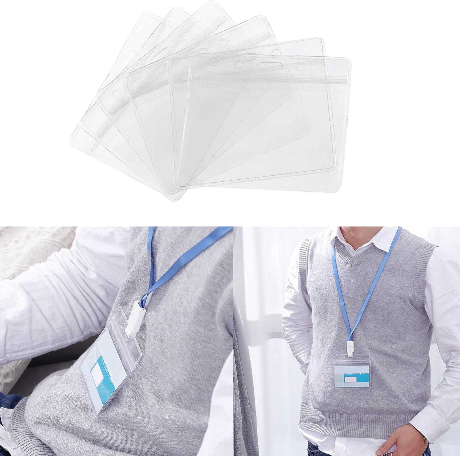 5-piece plastic card holder - clear waterproof plastic badge holder - clear branded badge ID holder - wallet holder - double-sided badge holder - lanyard card — image 6
