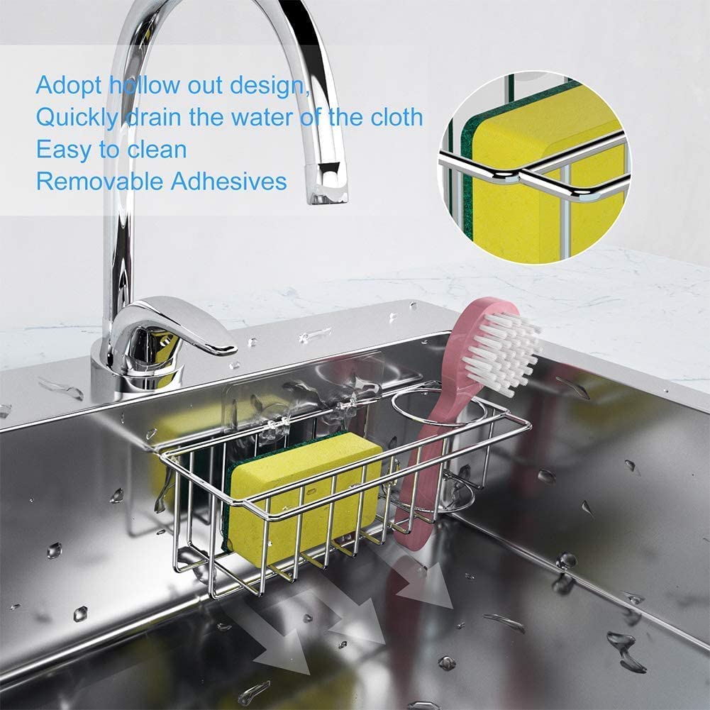 3-in-1 Adhesive Stainless Steel Sink Caddy Organizer Storage for Kitchen Rustproof โ image 2