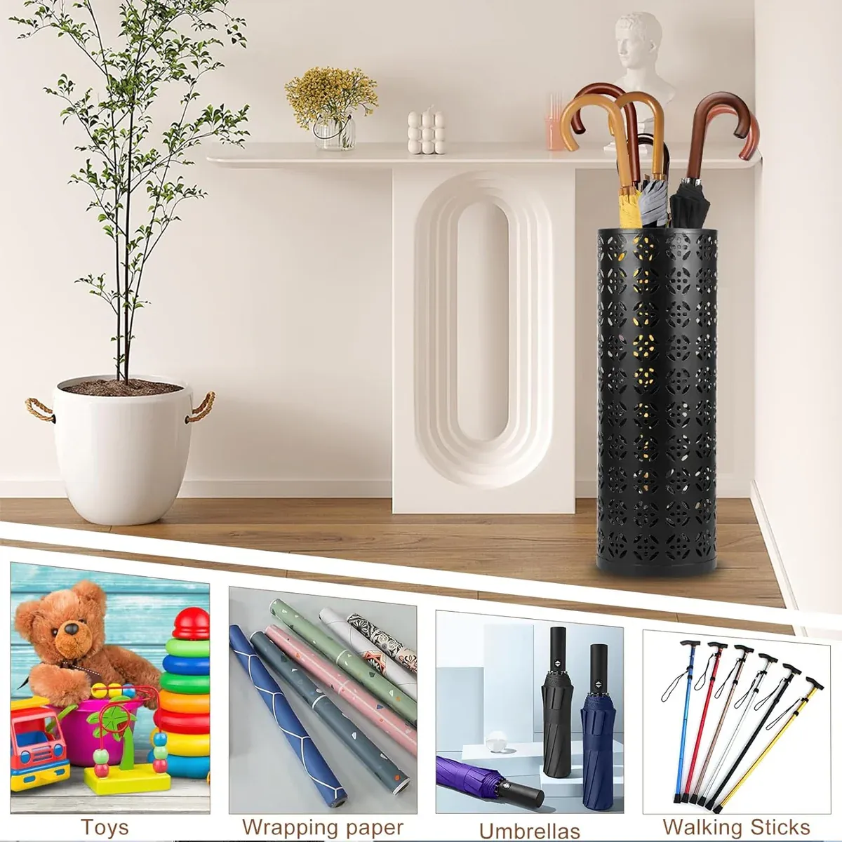 Multifunctional Metal Flower Storage Bucket Umbrella Holder Rack Home Decor — image 5
