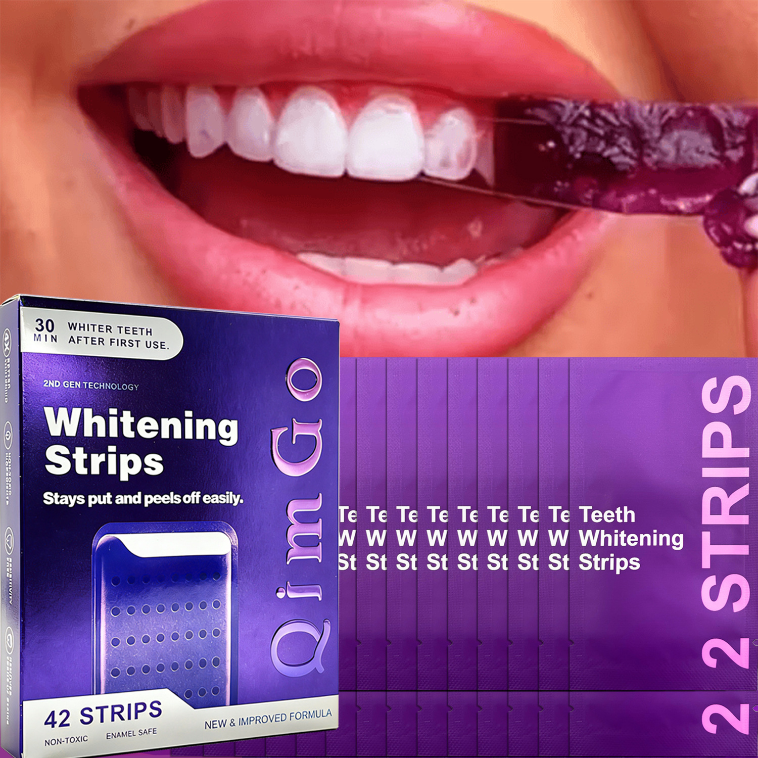14 Pairs Purple Teeth Whitening Strips – Stain-Removing Film for Brighter Smile, Non-Toxic and Enamel Safe — image 4