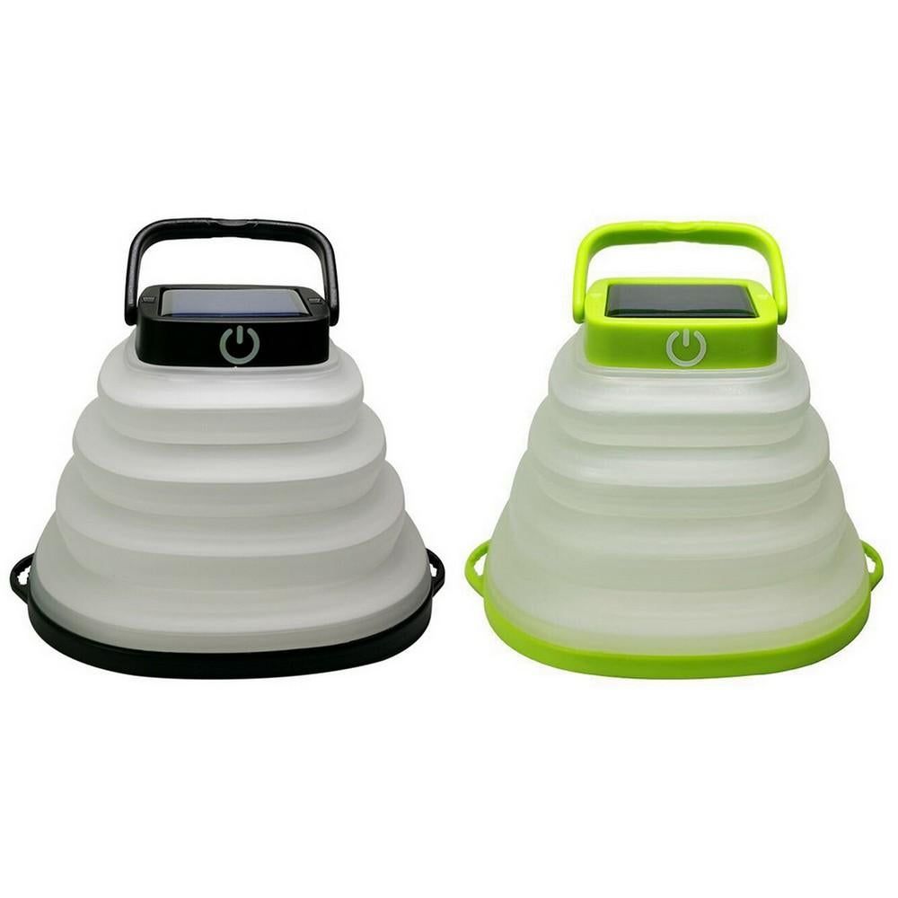 2Pcs Collapsiable Solar Lamp -Black and Green