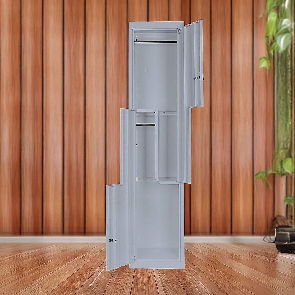 Grey Two-Door L-shaped Office Gym Shed Storage Lockers — image 3