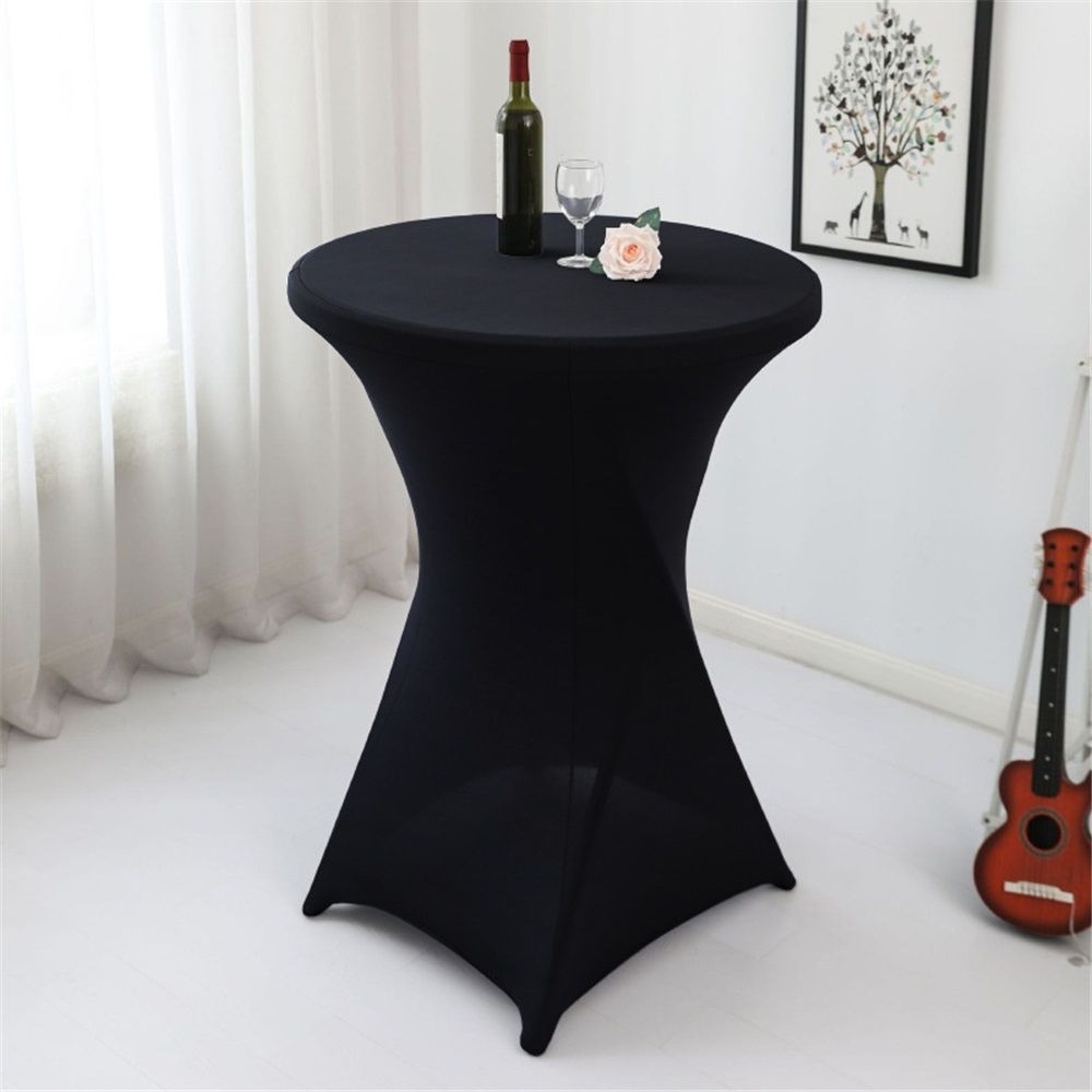 Polyester Black Table Cover, Cocktail Fitted Tablecloths, Round Highboy Stretch Table Covers Cloths for Party, Bar, Wedding, Birthday, Banquet โ image 4