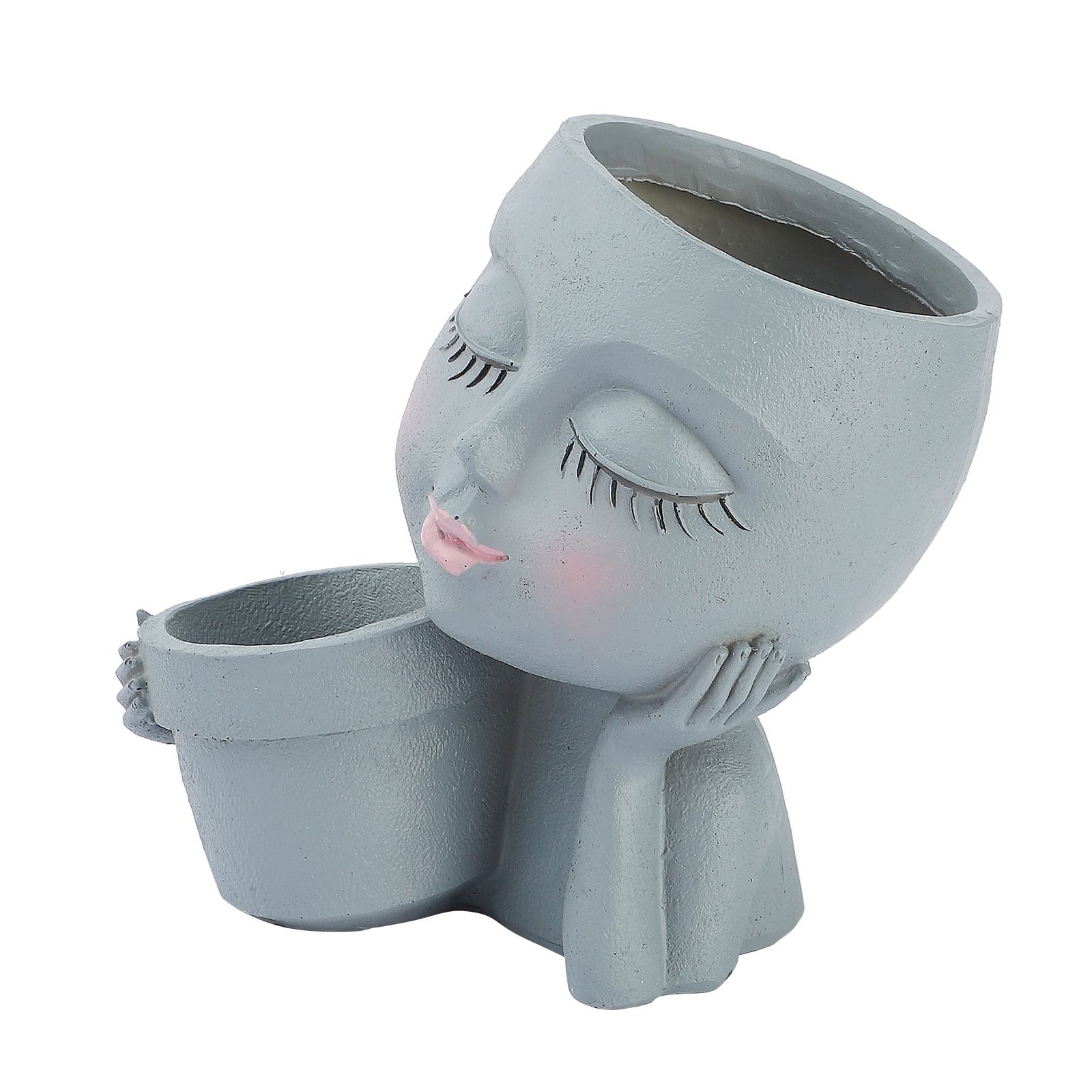 Dual Flower Pot Resin Cute Look Decorative Flower Planter for Home Balcony Courtyard — image 2