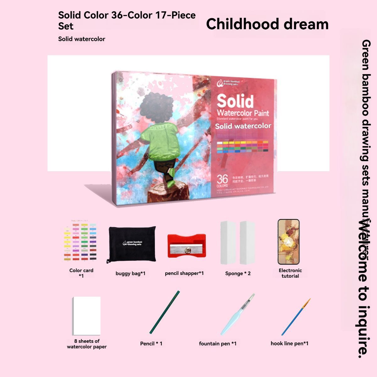 Pearlescent Watercolor Solid Paint Set Art Supplies Watercolor Paints Luminous - Multi-color - Size 60 — image 2