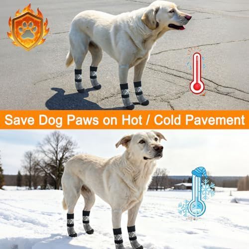 4PCS Dog Socks to Prevent Licking Paws for Hot/Cold Pavement | Puppy Boots & Paw Protectors for Hardwood Floors Anti Slip, Socks with Grippers Prevent — image 6