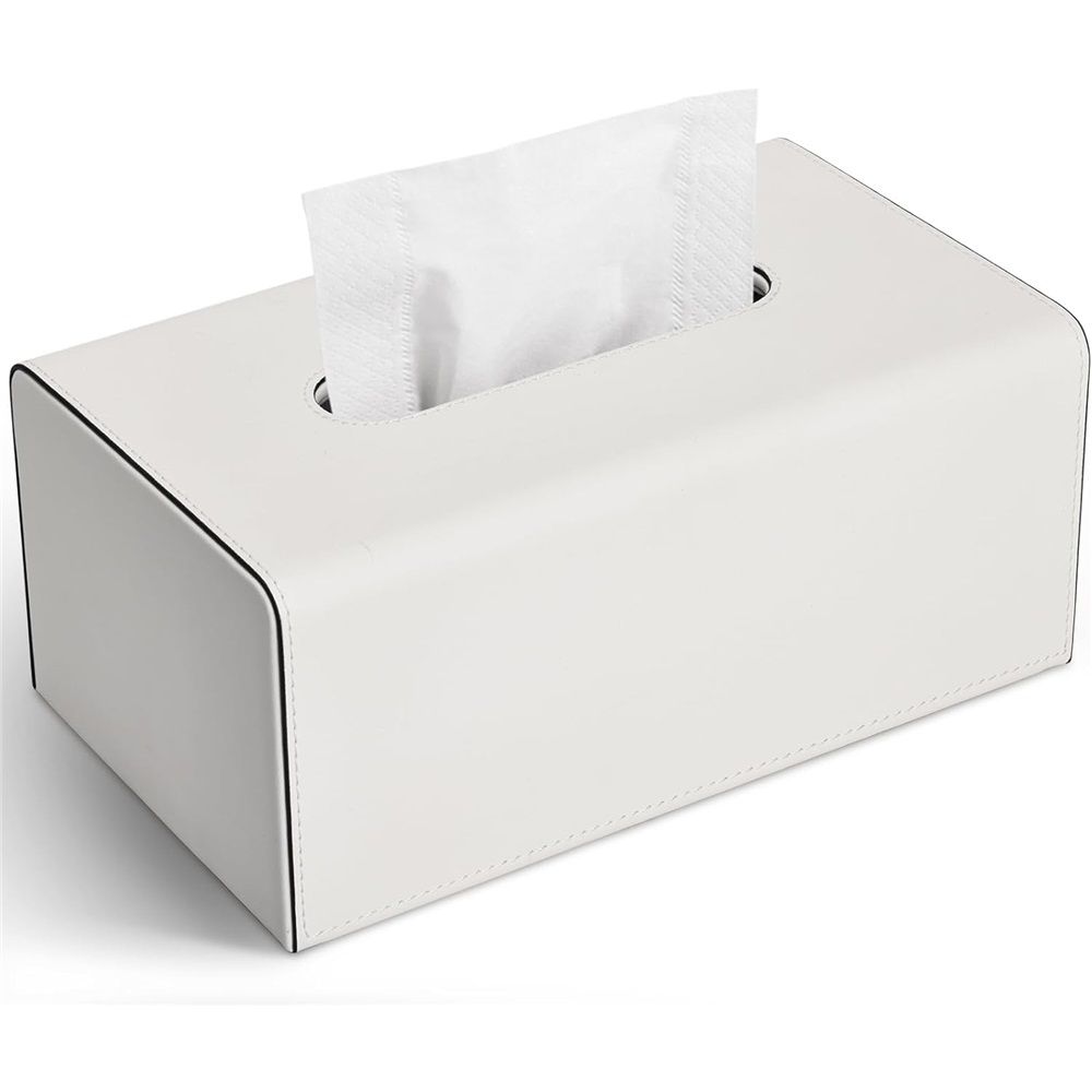 Tissue Box Cover, PU Leather Rectangular Tissue Box Holder with Magnetic Bottom Cover for Facial Tissues/Napkins, Office & Living Room Decor Box for Standard