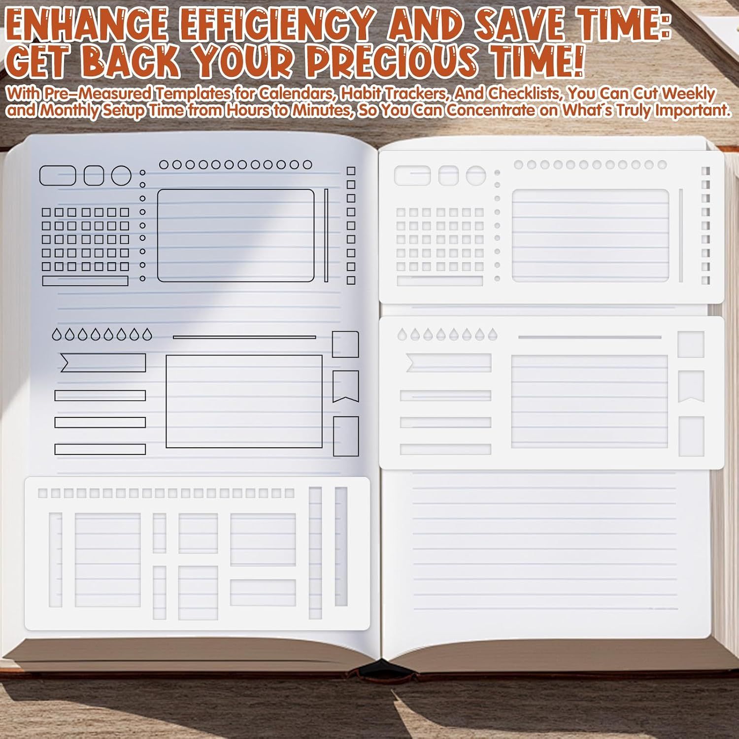 3 Pack Journal Stencil Set, Reusable Planner Stencils Templates Create Custom Weekly and Monthly Layouts for Dot Grid Journals โ image 5