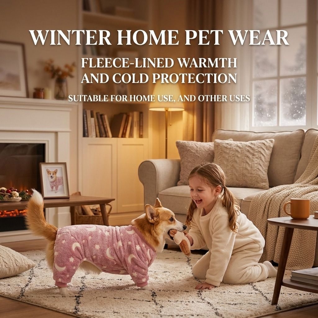 Cozy Winter Pet Fleece Four-Legged Bodysuit, Warm Flannel Full-Body Pajamas for Small to Medium Dogs, Star & Moon Print, Elastic Cuffs for Easy Wear (XS, Grey) — image 6