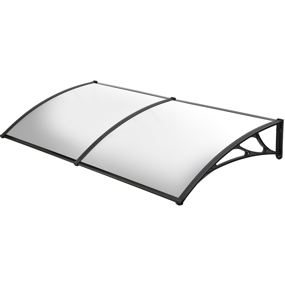SHADE SHIELD 2 × 1m Aluminium Exterior Awning, Black DIY External UV Rain Protection Clear Polycarbonate Canopy Cover — image 5