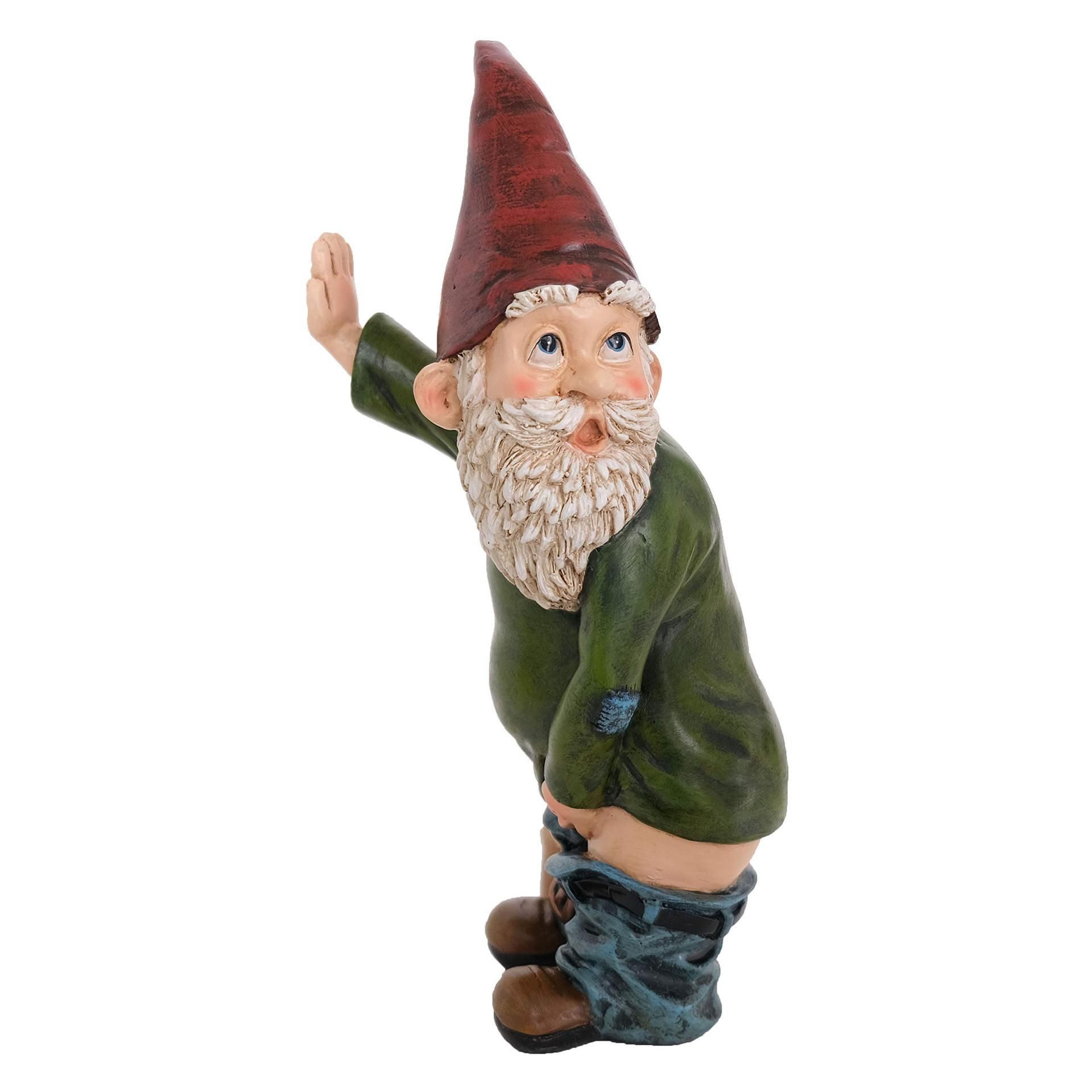 Gnome Statue Willy The Peeing Garden Gnome for Lawn Ornaments, Indoor or Outdoor Decorations - Red and Green Funny Gnomes