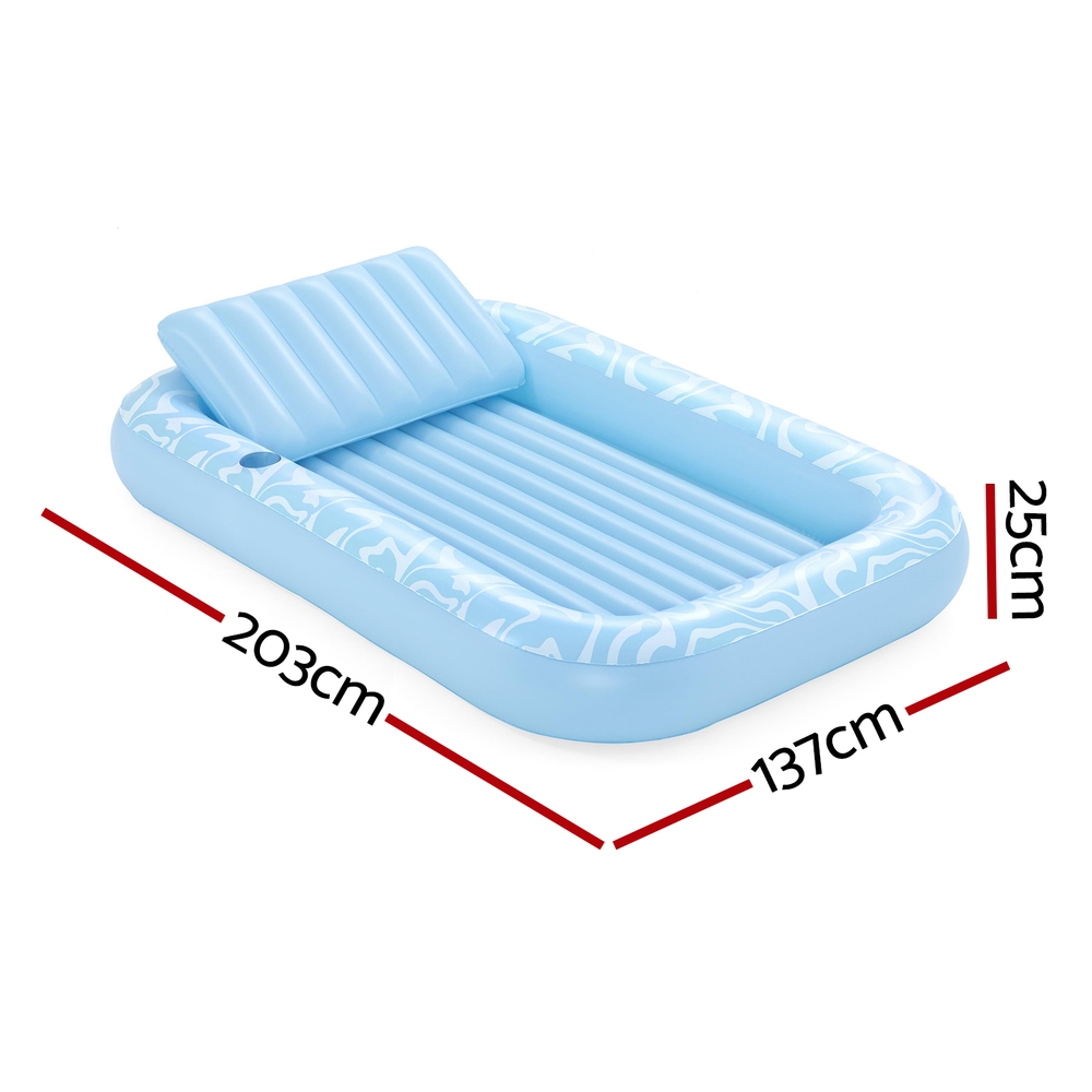 Bestway Float Floating Seat Pool Lounger Inflatable Lounge Chair Bed Pillow Cup Holder 2.03MX1.37M โ image 2