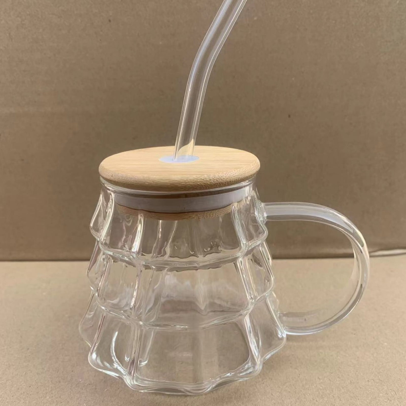 Christmas Tree Coffee Mug, 350ml Tree-shaped Clear Glass Coffee Mug with Handle for Ice Americano, Tea, Milk, Creative Christmas Gift for Colleagues — image 6