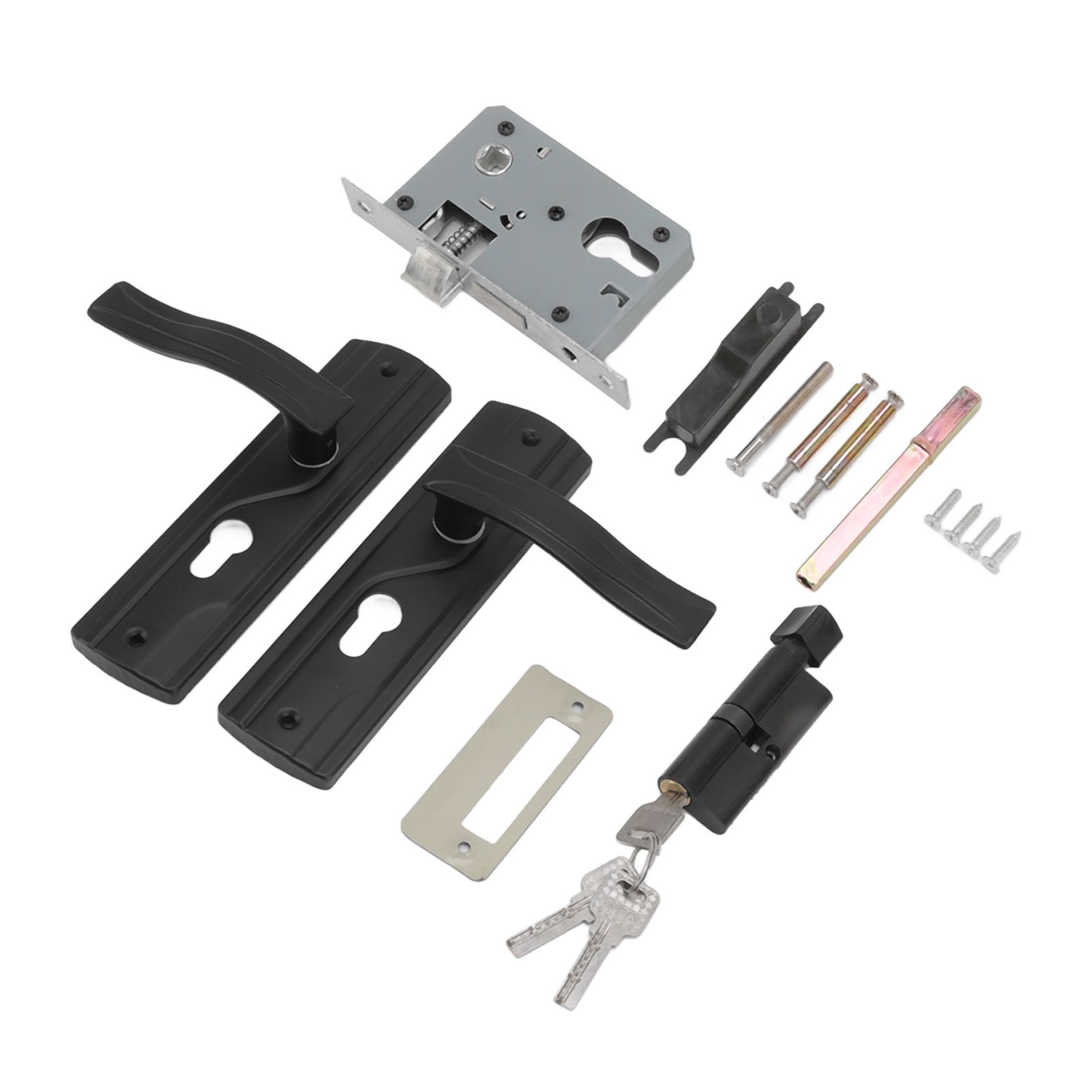 Door Handle Lock Manganese Steel Silent Bearing Universal Door Lever Lock Set with Keys for Home Bedroom Black — image 5