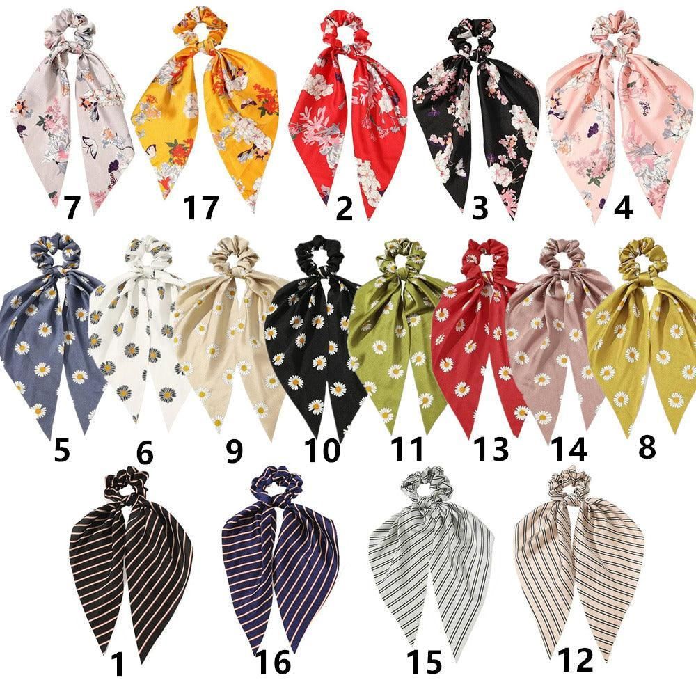 Chiffon Ponytail Scarf Bow Elastic Hair Rope Tie Scrunchies Ribbon Hair Bands - Wine Red — image 4