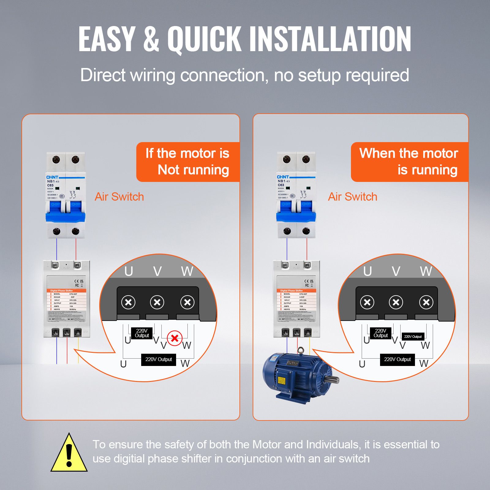 3 Phase Converter - 5HP 15A 220V Single Phase to 3 Phase Converter, Digital Phase Shifter for Residential and Light Commercial Use, 220V Input/Output (One — image 6