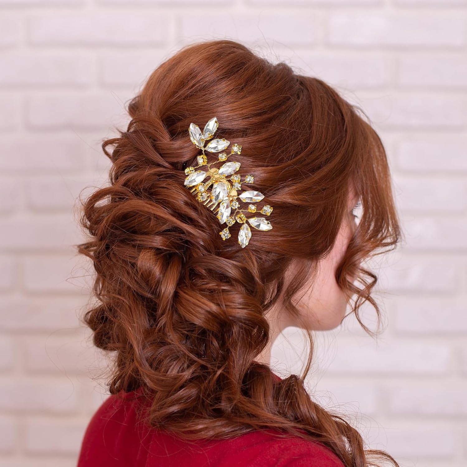 2 Pcs Bridal Hair Comb Gold Hair Piece Accessory Gold Rhinestone Hairs Accessories Golden Hairs Piece Sparkle Metal Crystal Accessories for Bride Bridesmaids — image 6