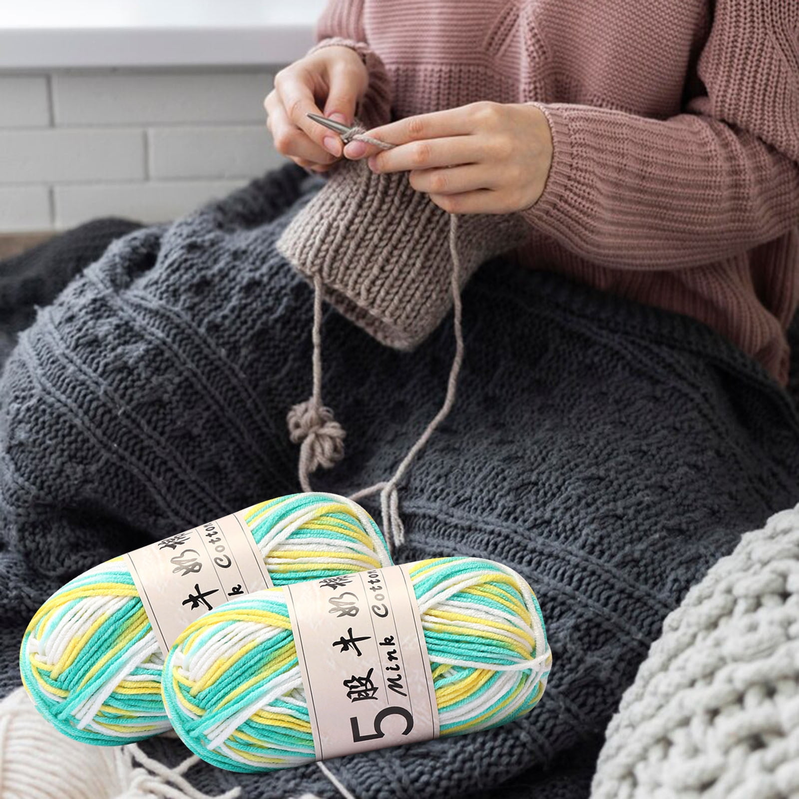 Cotton Yarn Soft Cotton Yarn for Crocheting and Knitting, 1.76 oz/50g Multicolor Crochet yarn for Crafts Home Decorations DIY Toys Knit Clothes Yarn, ( 356 — image 5