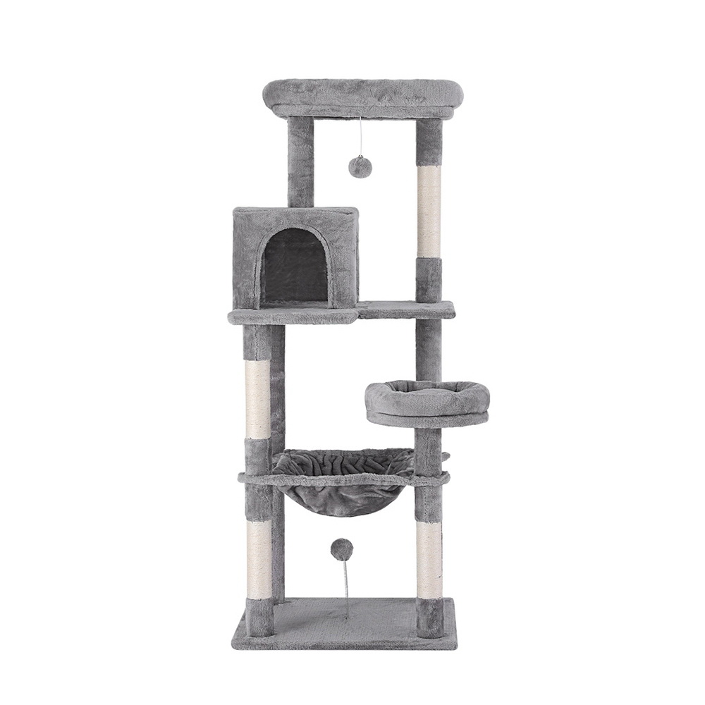 i.Pet Cat Tree Tower Scratching Post Scratcher 143cm Condo House Trees Grey โ image 3