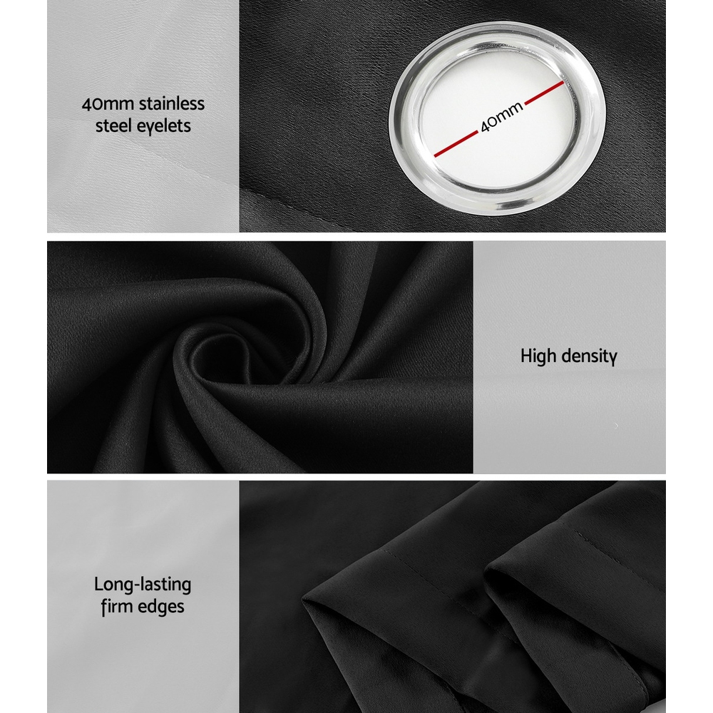Artiss 2X Blockout Curtains Eyelet 240x230cm Black — image 6