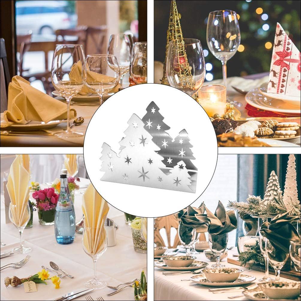 Luxshiny Christmas Tree Napkin Holder Stainless Steel Towel Holder Dinner Table Decoration for Party Home Restaurant โ image 2