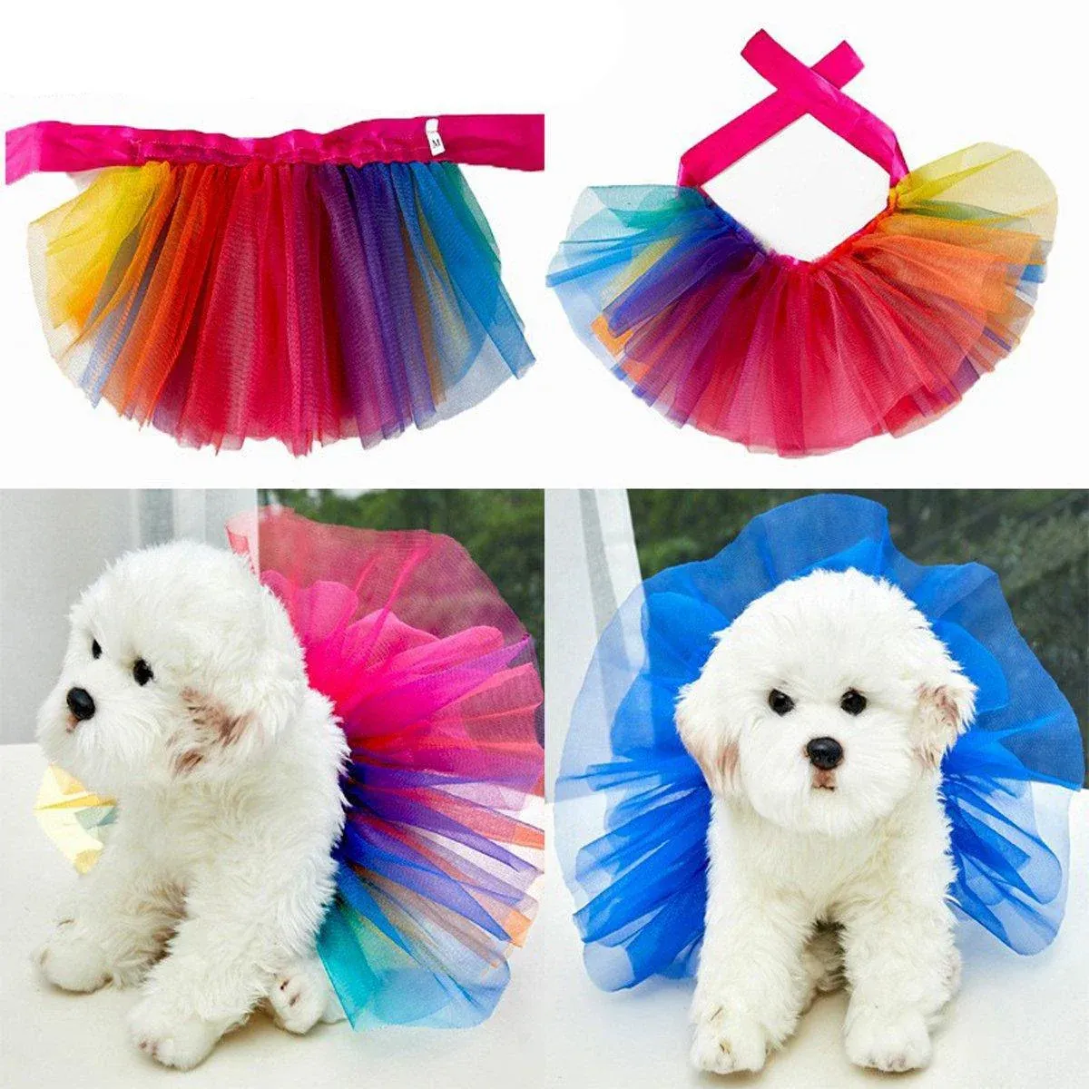 Strappy Pet Skirt Dog Saree Half Skirt Cute Pet Clothing Dress for Dogs Cats - Blue-L — image 4