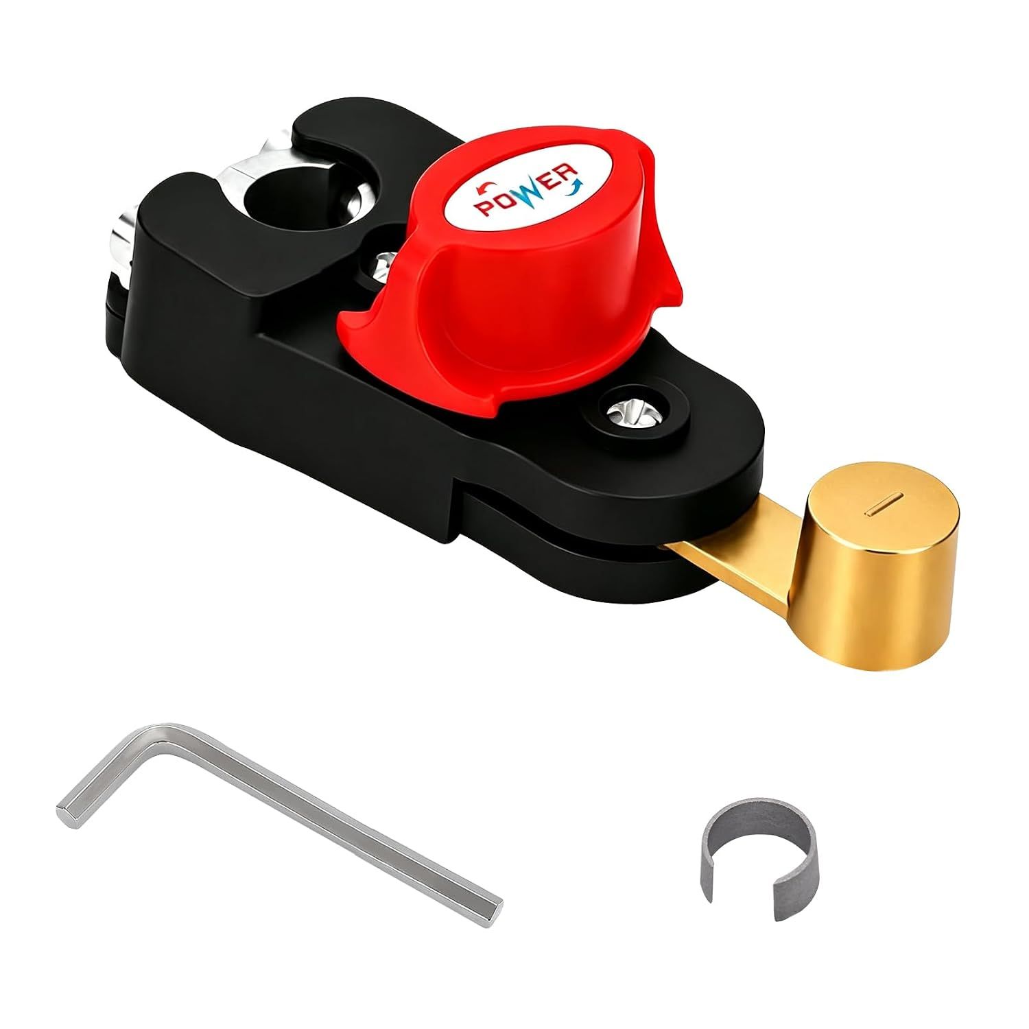 12V-24V Rotary Battery Disconnect Switch, Pure Copper Cut-Off Isolator with Adjustable Top Screw for Cars, Trucks, Boats and RVs