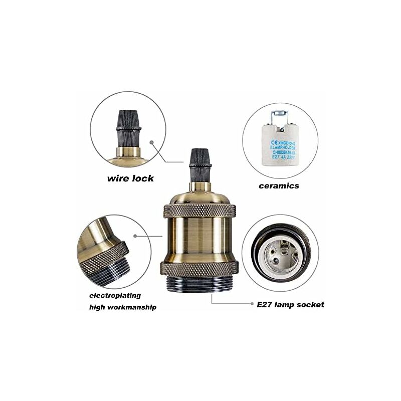 E27 Vintage Lamp Socket, Light Bulb Socket, Ceramic Lamp Holder Adapter For Decorating Bars, Restaurants, Bedrooms — image 2